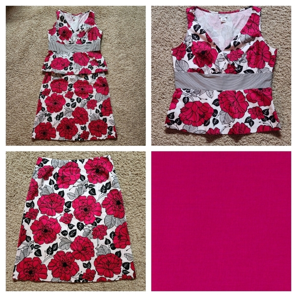 VTG Dorby 2 piece skirt set Size 12 Colors magenta black white - Picture 1 of 15
